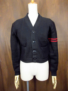 ビンテージ40’s50’s●Wil Witeエルボーパッチ付きレターマンカーディガン黒●230129j4-m-cdg古着1940s1950sレターマンカーディガン