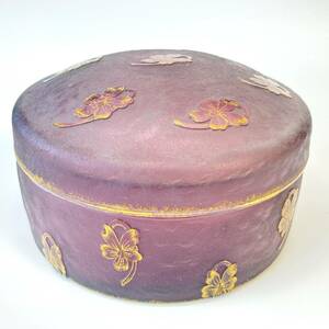 [. goods ] dome * naan sheath Mille writing cover thing case box ji blur ground . enamel gold paint purple violet antique genuine article guarantee 