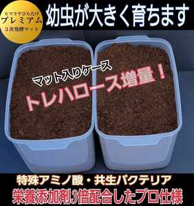 カブトムシの幼虫を入れるだけ！便利です！プレミアム発酵マット4400mlケース付き【2セット】3次発酵！栄養添加剤、共生バクテリア３倍配合