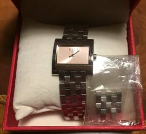 仏製 ELLE/エル・オシャレなレディース腕時計・EL015・スクエア型・ピンク・フランス製・送料230円～