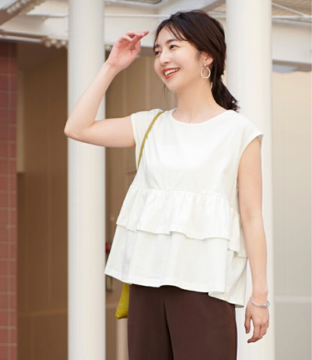 美品 PLEATS PLEASE 英字総柄フレンチスリーブプリーツカットソー