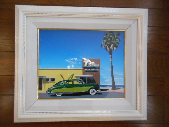 Oil paintings, original paintings, paintings, etc. Bramhagen Brothers, American cars, Hawaii, beach, blue sea, antique collections, Painting, Oil painting, Nature, Landscape painting