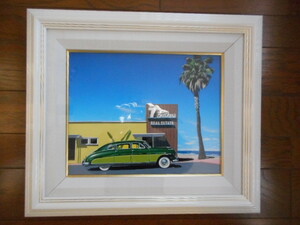 Art hand Auction 油画油画原画布鲁姆哈根兄弟美国汽车夏威夷海滩蓝海古董收藏, 绘画, 油画, 自然, 山水画