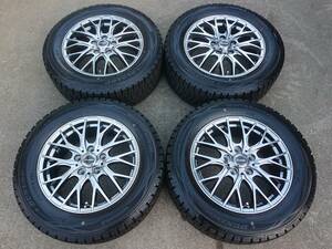 中古スタッドレス タイヤホイール Exceeder 16インチ 6.5J OFF+53 5H PCD114.3 215/60R16 4本 ダンロップ ウィンターマックス ヴェゼル等