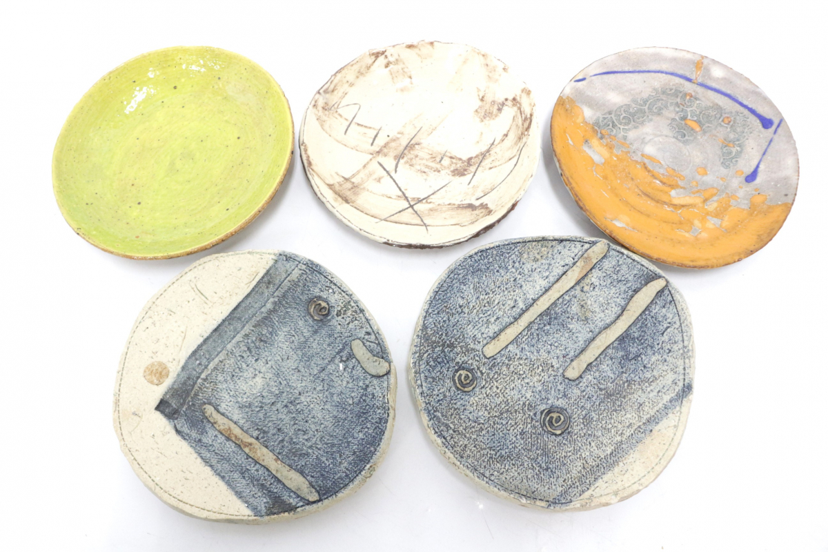 春早割 銘々皿 織部焼 六枚 作家物 多々良 8091円 美術品