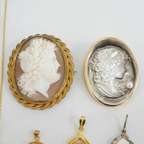 B82 シェルカメオ CAMEO ヴィンテージ ブローチ ネックレス ペンダント 6点セット アクセサリー 大量 まとめて おまとめ まとめ売り 貴婦人の画像4