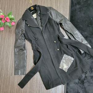 DIESEL quilting leather jacket wool coat long 