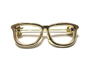 ☆送料無料☆　ブローチ　メガネ　眼鏡　めがね　グラス　ゴールド　bro-0591