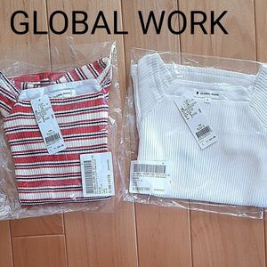 GLOBAL WORK　スクエアネック　リブ　Tシャツ　新品　未使用　タグ付き　2枚セット　110-120　キッズ