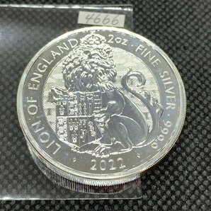 62.2グラム 2022年 (新品) イギリス「ロイヤルチューダービースト・イギリスのライオン」純銀 2オンス 銀貨の画像1