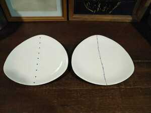 未使用　長期保管品　ニッコー　NIKKO　食器　プレート皿　2枚組　AQUA　アクア　陶器　白