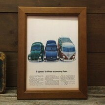 ワーゲン 3種 ミニポスター B5額縁入 ◆ 複製広告 VW タイプ2 タイプ3 B5-360_画像1