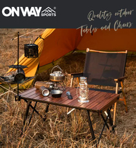 ★ONWAY SPORTS★オンウェー★フォールディング 3WAYアルミウッドロールテーブル★ミドルサイズ★OW-8448-BR★ブラウン★収納ケース付★４_画像1