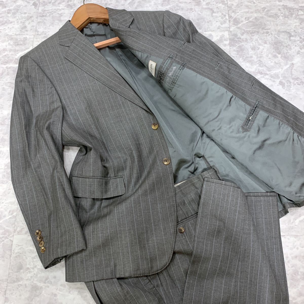 SCABAL 】英国生地・日本製秋冬スーツ☆ グレー織柄☆ 毛カシミヤ混 総 ...