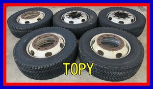 ■中古タイヤホイール■　TOPY 22.5インチ 7.5J +162 10H 335 BRIDGESTONE W900 275/70R22.5 148/145J TB トラック 6本 激安 送料無料 J565