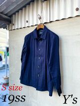 【Y's】19SS コットンシャツジャケット Sサイズ ほぼ未使用 黒 袖リブ ワイズ SHIRT jkt ボタン 比翼 ボタンフライ_画像1