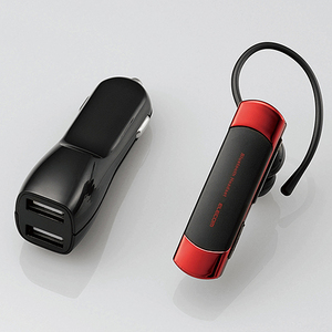 ELECOM Elecom cigar charger attaching Bluetooth headset red ultimate LBT-HS20MC new goods 