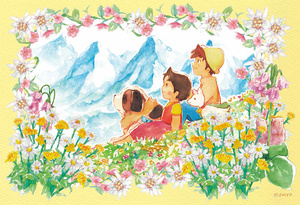 300-194 records out of production 300 piece jigsaw puzzle Heidi, Girl of the Alps flower ... watercolor 