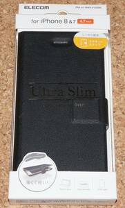 ★新品★ELECOM iPhone8/7/SE2 レザーカバー Ultra Slim スナップベルト付 ブラック