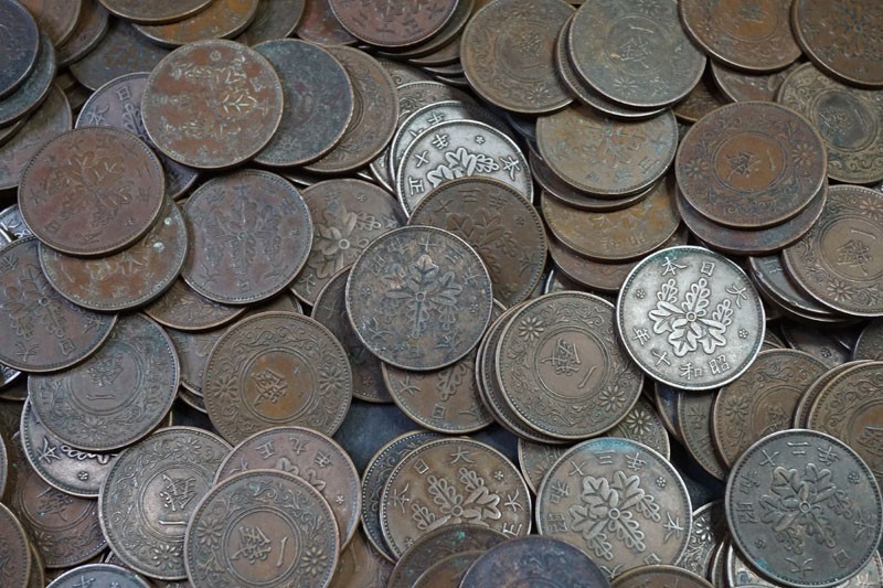 654 日本貨幣 未選別 桐1銭青銅貨 まとめて約500枚 合計量目約1859g 桐 