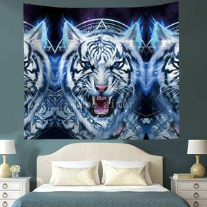 Art hand Auction Tapestry White Tiger with Metal Fittings Galaxy Cool Pattern F51, handmade works, interior, miscellaneous goods, panel, tapestry