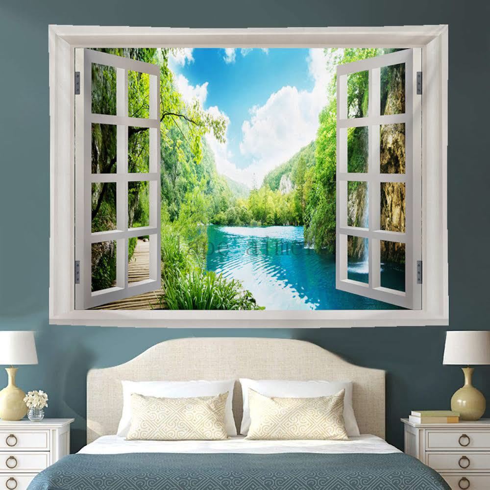Tapestry Forest Stream with Metal Fittings Window Negative Ion Healing Renovation F12, handmade works, interior, miscellaneous goods, panel, tapestry