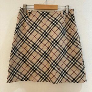 * stylish excellent article *BURBERRY/ Burberry miniskirt skirt noba check check pattern beige lady's 36 ON3336