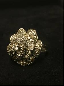 リング 指輪 花 フラワー レディースアクセサリー #10号 中古品 銀色 ファッション小物【2545】A