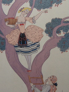 Art hand Auction Georges Barbier, Seltenes Kunstbuch und besonderes Papier, Nagelneu mit hochwertigem Rahmen, In guter Kondition, Kostenloser Versand, Innere, Frankreich, Art Deco, Portrait einer schönen Frau, 35, iafa, Kunstwerk, Malerei, Porträts