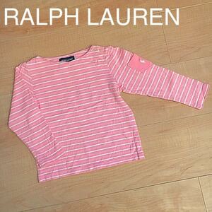  free shipping [90cm] Ralph Lauren long T border pink tops 