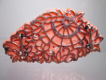 【江月】☆アンティーク・K9 本珊瑚番傘に花尽し彫刻帯留め 13,28g_画像7