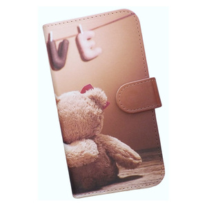 Galaxy【au/softbank/その他】　スマホケース 手帳型 プリントケース クマ ぬいぐるみ ペア ハート かわいい