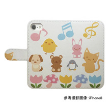 iPhone12 mini　スマホケース 手帳型 プリントケース 犬 猫 クマ ウサギ ペンギン ヒヨコ 音符 花 チューリップ キノコ かわいい_画像2