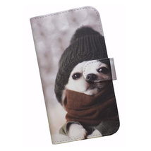 iPhone12 mini　スマホケース 手帳型 プリントケース 犬 チワワ 冬_画像1