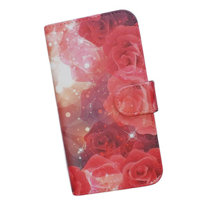iPhone12 Pro Max　スマホケース 手帳型 プリントケース ローズ 薔薇 花柄 キラキラ 光