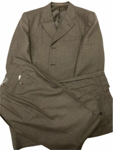 【新品】未使用 シングル3ッ釦2パンツスーツ サイズ L(YA体6号相当) 総裏 ノーベント 袖釦3個 2タック 毛100% スペアパンツ ローアンバー色