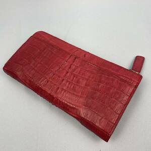 * beautiful goods * prompt decision crocodile long wallet mat black ko bag horn ... leather L character fastener red 