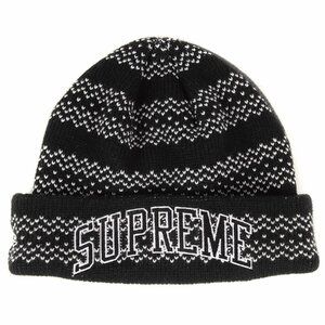 美品 Supreme シュプリーム NEW ERA ニューエラ ボーダー カモフラージュ ニット ビーニー Split Beanie 22AW ブラック 黒 ニットキャップ