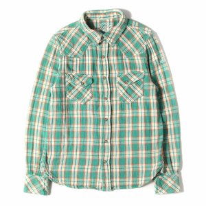 TMT ティーエムティー シャツ ヘビー ダブルガーゼ ウエスタン チェックシャツ W-GAZE CHECK SHIRTS グリーン オレンジ M トップス