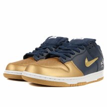 新品 Supreme シュプリーム NIKE SB DUNK LOW OG QS (CK3480-700) 19AW ナイキ ダンク ロー メタリックゴールド ネイビー US10.5 28.5cm_画像2