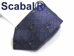 C 292B スキャバル ネクタイ Scabal グレー系 乗馬絵柄プリント