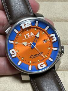 I.T.A ITALIA TECNICA ARTIGIANA アイティーエー　カサノバ　オレンジ　自動巻き　裏スケ　メンズ腕時計 稼働中