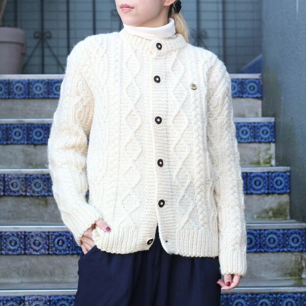 EU VINTAGE WOOD BUTTON TYROLEAN KNIT CARDIGAN/ヨーロッパ古着ウッドボタンチロリアンニットカーディガン