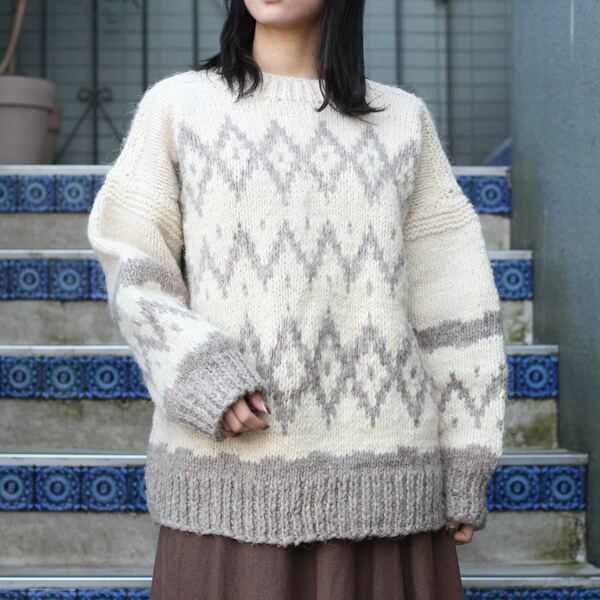 EU VINTAGE NORDIC DESIGN OVER KNIT/ヨーロッパ古着ノルディックデザインオーバーニット