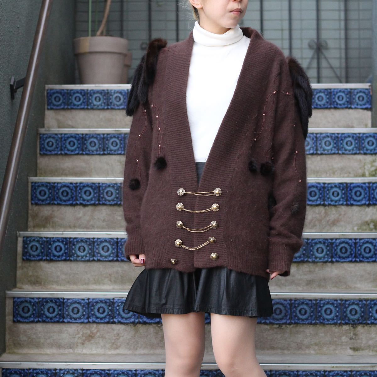 FRENCH VINTAGE ECO FUR DESIGN LONG COAT MADE IN FRANCE/フランス