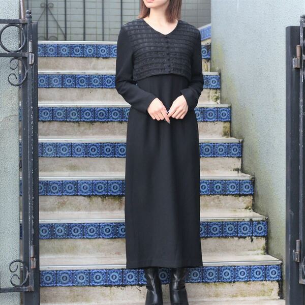 USA VINTAGE Cynthia Howie For Maggy Boutique LAYARD DESIGN LONG ONE PIECE/アメリカ古着レイヤードデザインロングワンピース