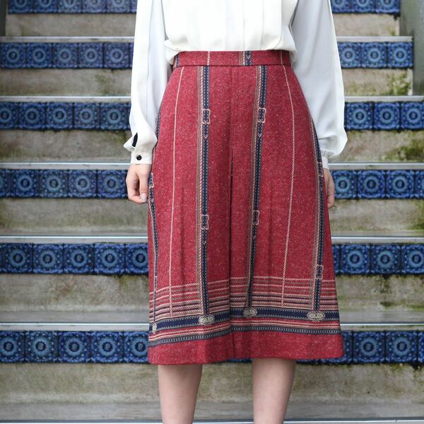 RETRO VINTAGE WOOL DESIGN SKIRT/レトロ古着ウールデザインスカート