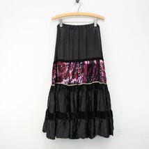 USA VINTAGE VELOUR SWITCHED WAIST COIN DESIGN LONG SKIRT/アメリカ古着ベロア切替ウェストコインデザインロングスカート_画像5