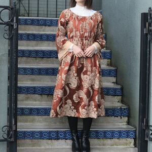 *SPECIAL ITEM* 70's USA VINTAGE EMBRIDERY JACQUARD DESIGN DRESS ONE PIECE/70年代アメリカ古着刺繍ジャガードデザインドレスワンピース