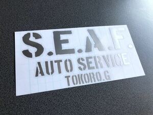 送料無料♪ S.E.A.F. TOKORO ステンシル ステッカー シルバー US アメ車 旧車 トラック 世田谷ベース ハーレー カブ